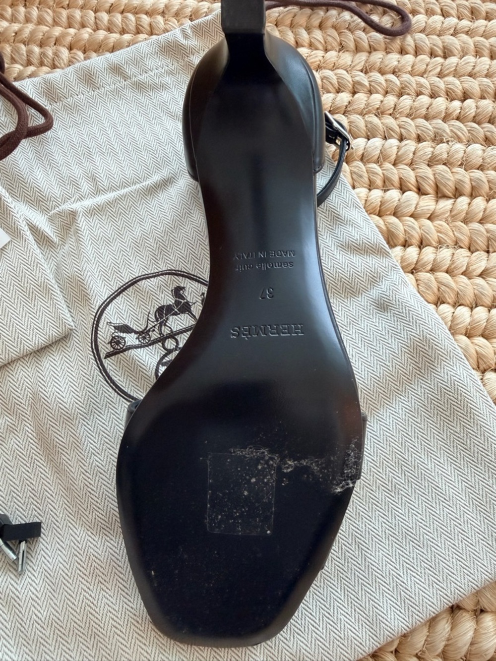 Hermes Black Leather High Heel Sandals - Picture 5 of 10